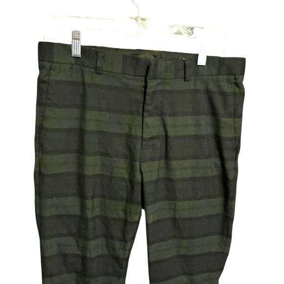 H&M Women's Pants Size 32R Skinny fit Coupe Modulated Black /green Stripe - Picture 3 of 4